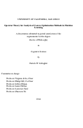 Cover page: Operator Theory for Analysis of Convex Optimization Methods in Machine Learning