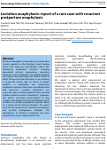 Cover page: Lactation anaphylaxis: report of a rare case with recurrent postpartum anaphylaxis