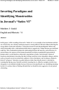 Cover page: Inverting Paradigms and Identifying Monstrosities in Juvenal's "Satire VI"