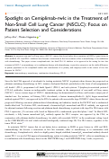 Cover page: Spotlight on Cemiplimab-rwlc in the Treatment of Non-Small Cell Lung Cancer (NSCLC): Focus on Patient Selection and Considerations.