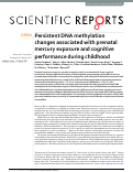 Cover page: Persistent DNA methylation changes associated with prenatal mercury exposure and cognitive performance during childhood.