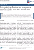 Cover page: Systems biology of vintage and terroir: adding some flavor to the wine grape transcriptome