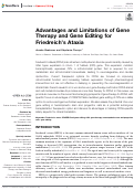 Cover page: Advantages and Limitations of Gene Therapy and Gene Editing for Friedreich’s Ataxia