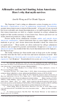 Cover page: Affirmative action isn't hurting Asian Americans. Here's why that myth survives