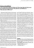 Cover page: Can topically applied optical clearing agents increase the epidermal damage threshold and enhance therapeutic efficacy?