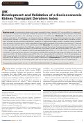 Cover page: Development and Validation of a Socioeconomic Kidney Transplant Derailers Index (KTDI).