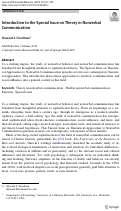 Cover page: Introduction to the Special Issue on Theory in Nonverbal Communication