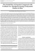 Cover page: The Suitability of Propofol Compared with Urethane for Anesthesia during Urodynamic Studies in Rats.