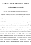 Cover page: Electrical Contacts to Individual Colloidal Semiconductor Nanorods