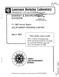 Cover page: ENERGY &amp; ENVIRONMENT DIVISION ANNUAL REPORT. SOLAR ENERGY PROGRAM FY 1982