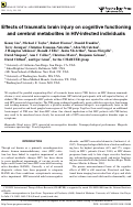 Cover page: Effects of traumatic brain injury on cognitive functioning and cerebral metabolites in HIV-infected individuals