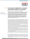 Cover page: Learning and adaptation in speech production without a vocal tract