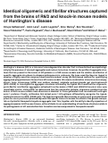 Cover page: Identical oligomeric and fibrillar structures captured from the brains of R6/2 and knock-in mouse models of Huntington's disease