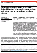 Cover page: The material properties of a bacterial-derived biomolecular condensate tune biological function in natural and synthetic systems