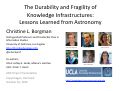 Cover page: The Durability and Fragility of Knowledge Infrastructures: Lessons Learned from Astronomy