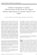 Cover page: Cellular Transplants in China: Observational Study from the Largest Human Experiment in Chronic Spinal Cord Injury