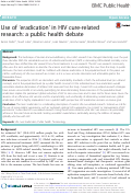 Cover page: Use of ‘eradication’ in HIV cure-related research: a public health debate