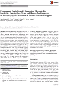 Cover page: Programmed Death-Ligand 1 Expression, Microsatellite Instability, Epstein–Barr Virus, and Human Papillomavirus in Nasopharyngeal Carcinomas of Patients from the Philippines