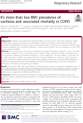 Cover page: It’s more than low BMI: prevalence of cachexia and associated mortality in COPD