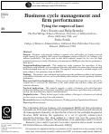 Cover page: Business Cycle Management and Firm Performance: Tying the Empirical Knot