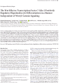 Cover page: The Wnt effector transcription factor 7-like 2 positively regulates oligodendrocyte differentiation in a manner independent of Wnt/β-catenin signaling.