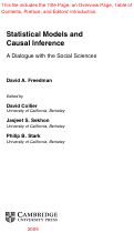 Cover page: Statistical Models and Causal Inference: A Dialogue with the Social Sciences