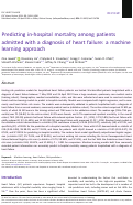 Cover page: Predicting in-hospital mortality among patients admitted with a diagnosis of heart failure: a machine learning approach.