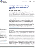 Cover page: Learning is enhanced by tailoring instruction to individual genetic differences