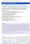 Cover page: Advancing alternatives analysis: The role of predictive toxicology in selecting safer chemical products and processes