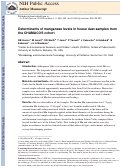 Cover page: Determinants of manganese levels in house dust samples from the CHAMACOS cohort