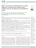 Cover page: Efficacy and safety of ofatumumab in recently diagnosed, treatment-naive patients with multiple sclerosis: Results from ASCLEPIOS I and II