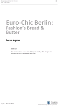 Cover page: Euro-Chic Berlin: Fashion’s Bread &amp; Butter