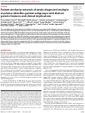 Cover page: Patient similarity network of newly diagnosed multiple myeloma identifies patient subgroups with distinct genetic features and clinical implications.