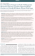 Cover page: Use of Simulation Strategies to Predict Subtherapeutic Meropenem Exposure Caused by Augmented Renal Clearance in Critically Ill Pediatric Patients With Sepsis