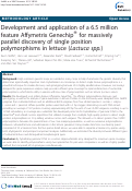 Cover page: Development and application of a 6.5 million feature 
affymetrix genechip® for massively parallel discovery of 
single position polymorphisms in lettuce (Lactuca spp.)