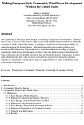 Cover page: Making european-style community wind power development work in the United States