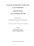 Cover page: Caltrans Accelerated Pavement Test (CAL/APT) Program Summary Report Six Year Period: 1994-2000