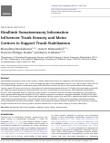 Cover page: Hindlimb Somatosensory Information Influences Trunk Sensory and Motor Cortices to Support Trunk Stabilization.