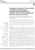 Cover page: Engaging Underserved Communities in COVID-19 Health Equity Implementation Research: An Analysis of Community Engagement Resource Needs and Costs