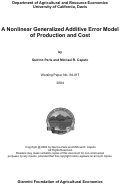 Cover page: A Nonlinear Generalized Additive Error Model of Production and Cost