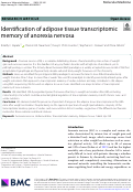 Cover page: Identification of adipose tissue transcriptomic memory of anorexia nervosa