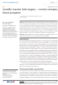 Cover page: Lamellar macular hole surgery – current concepts, future prospects