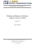 Cover page: Walking and Biking in California: Analysis of the CA-NHTS