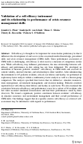 Cover page: Validation of a self-efficacy instrument and its relationship to performance of crisis resource management skills