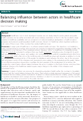 Cover page: Balancing influence between actors in healthcare decision making