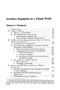 Cover page: Securities Regulation in a Virtual World