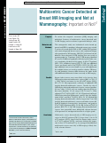 Cover page: Multicentric Cancer Detected at Breast MR Imaging and Not at Mammography: Important or Not?