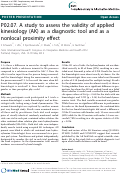 Cover page: P02.07. A study to assess the validity of applied kinesiology (AK) as a diagnostic tool and as a nonlocal proximity effect