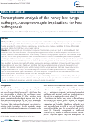 Cover page: Transcriptome analysis of the honey bee fungal
pathogen, Ascosphaera apis: implications for host
pathogenesis