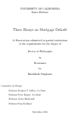 Cover page: Three Essays on Mortgage Default